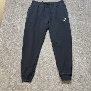 Men's Gymshark Crest Sweatpant Jogger XL Blue Workout Drawstring Tapered (051)